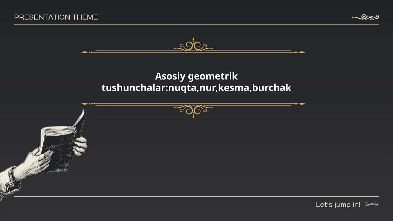 Asosiy geometrik tushunchalar:nuqta,nur,kesma,burchak 1
