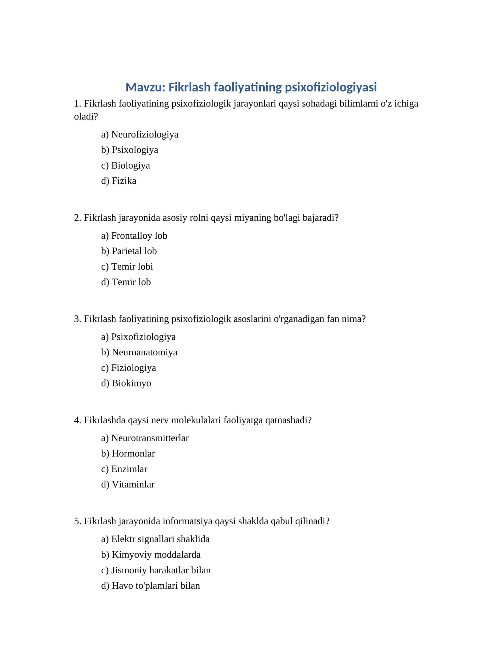 Fikrlash faoliyatining psixofiziologiyasi 1