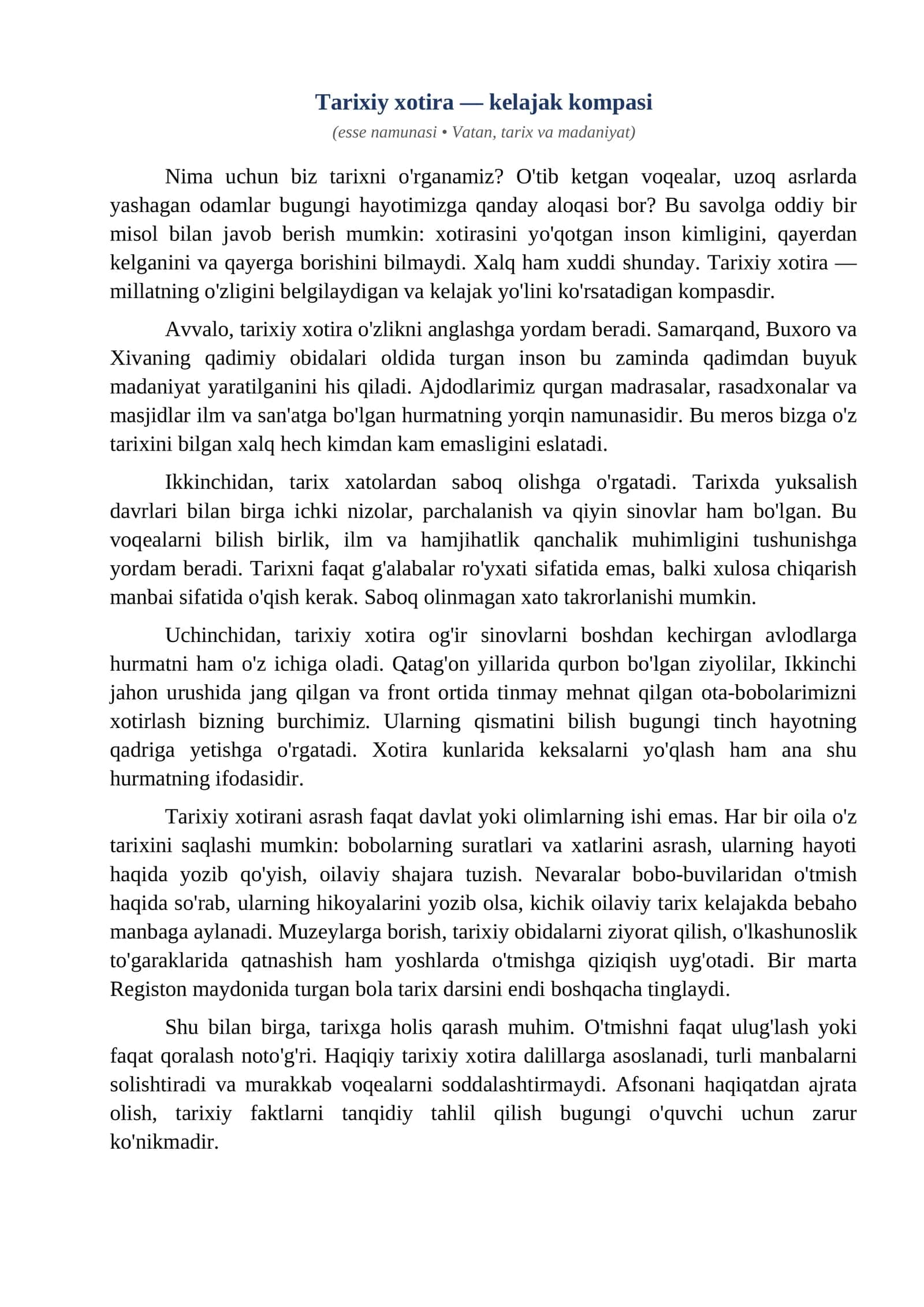 Esse Tarixiy xotira kelajak kompasi 1