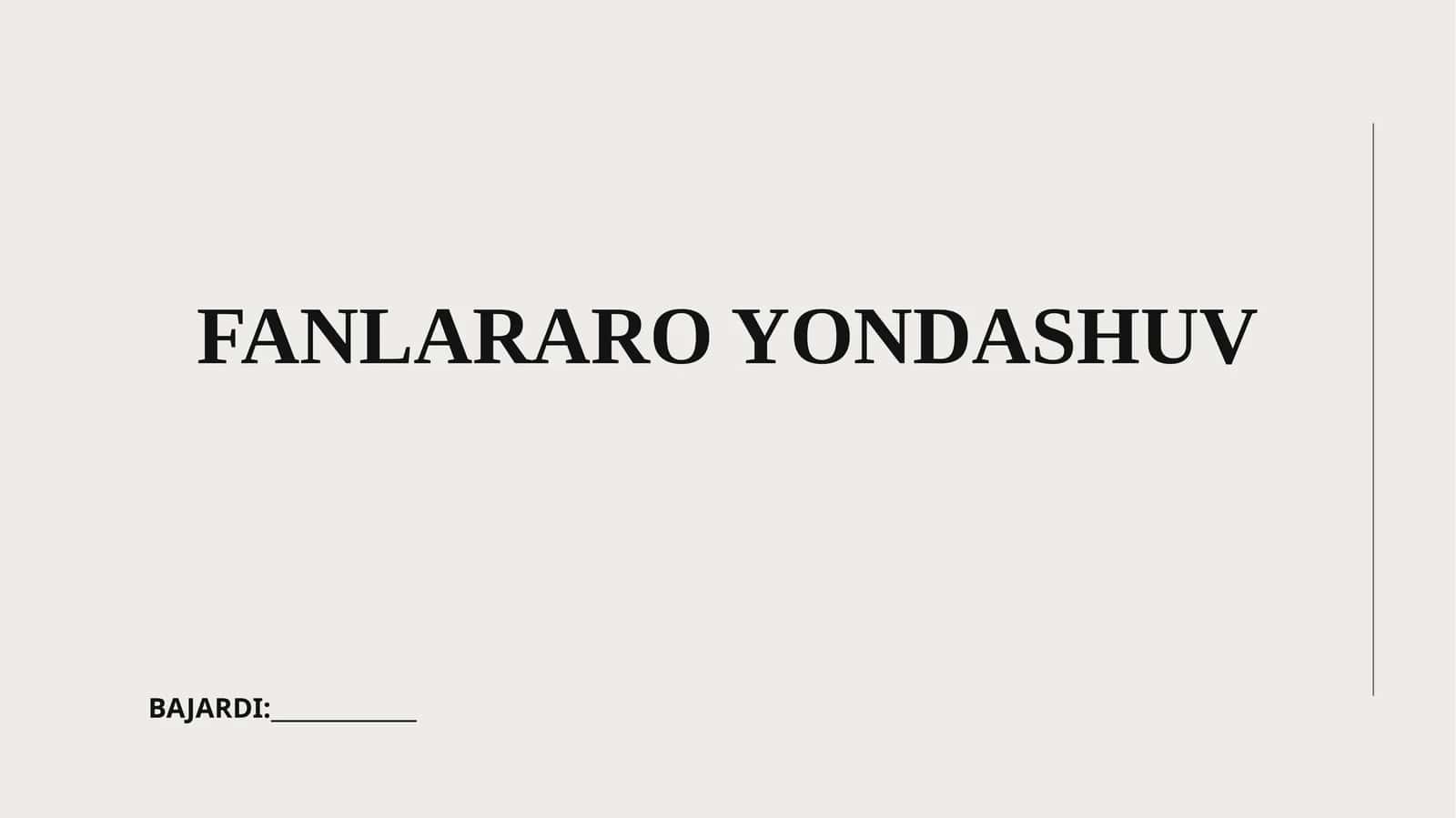Fanlararo Yondashuv 1