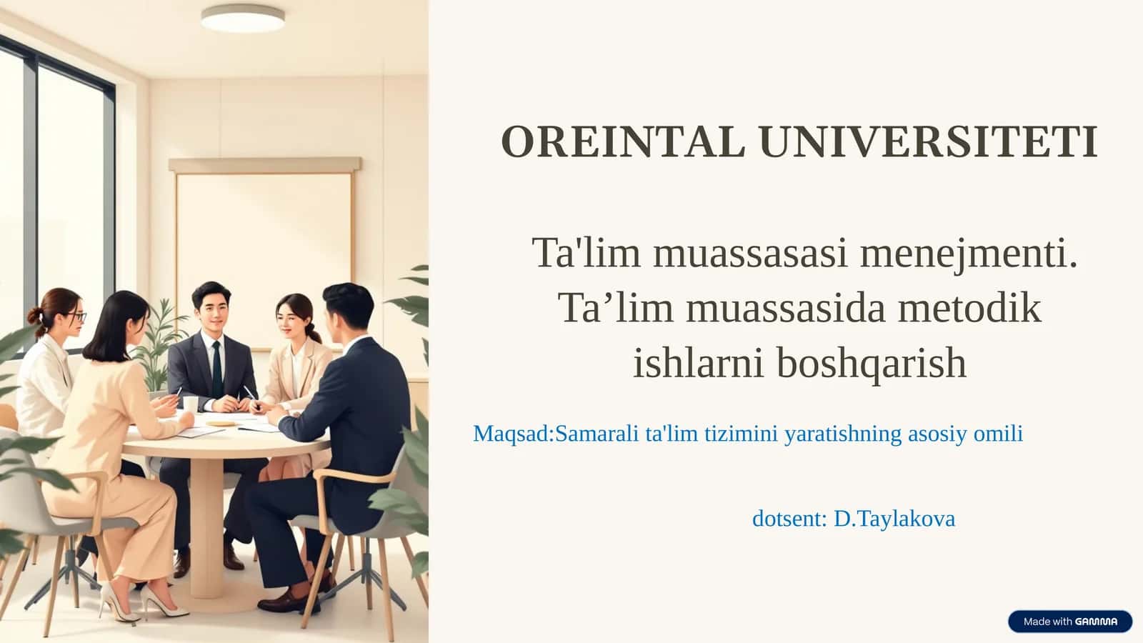 Ta'limmuassasasimenejmenti.Ta’limmuassasidametodikishlarniboshqarish 1