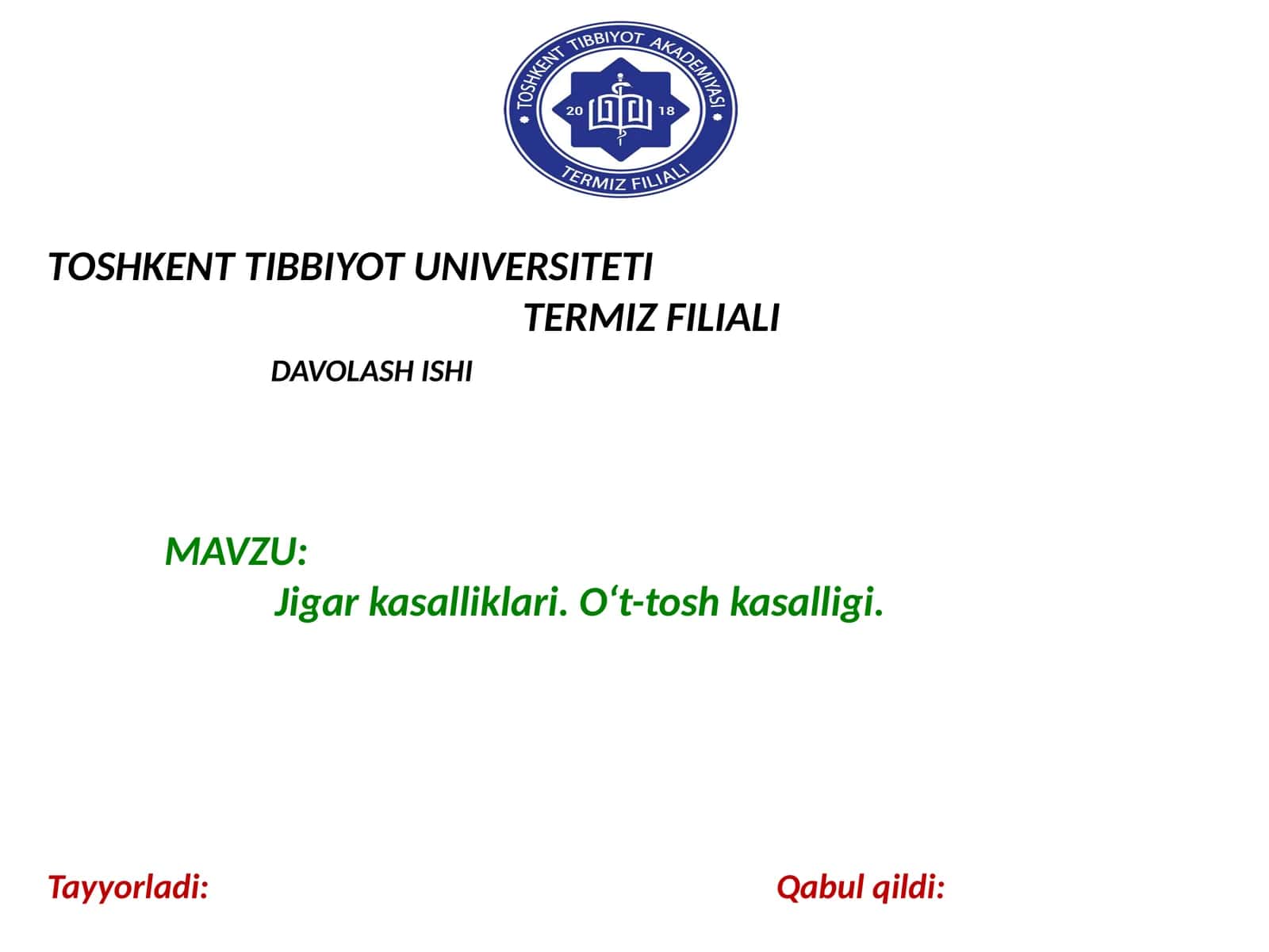 Jigar kasalliklari. O‘t-tosh kasalligi 1
