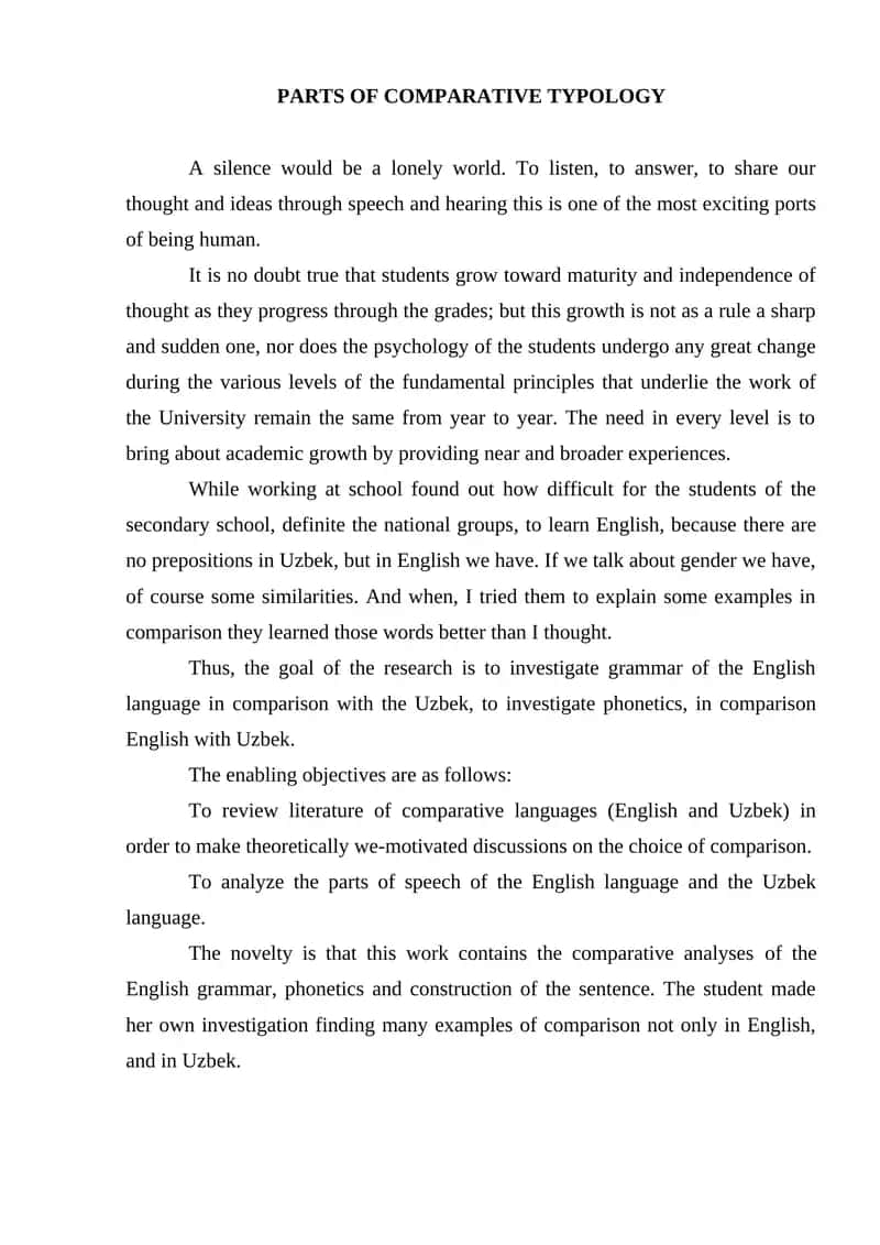 Parts of Comparative Typology 1