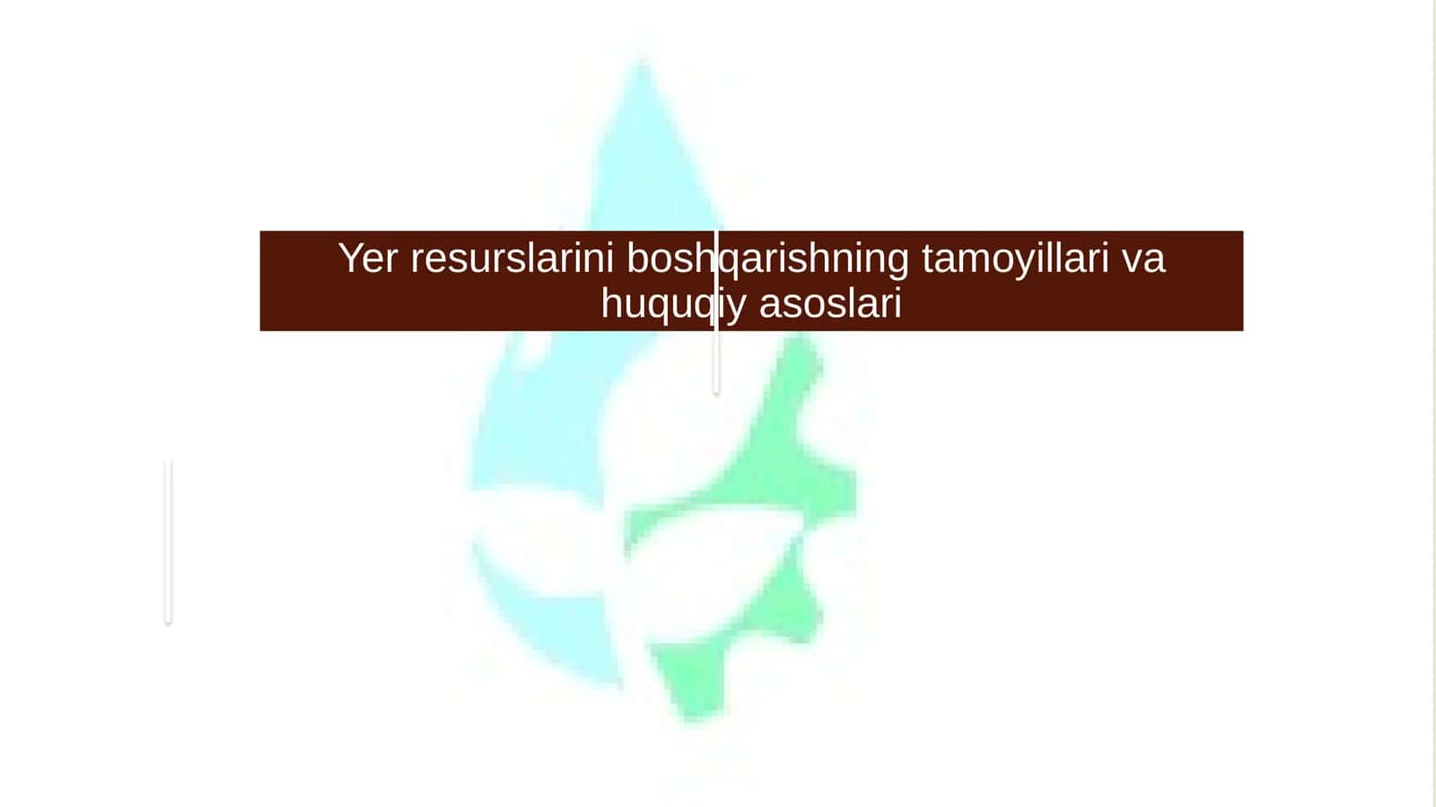 Yer resurslarini boshqarishning tamoyillari va huquqiy asoslari 1