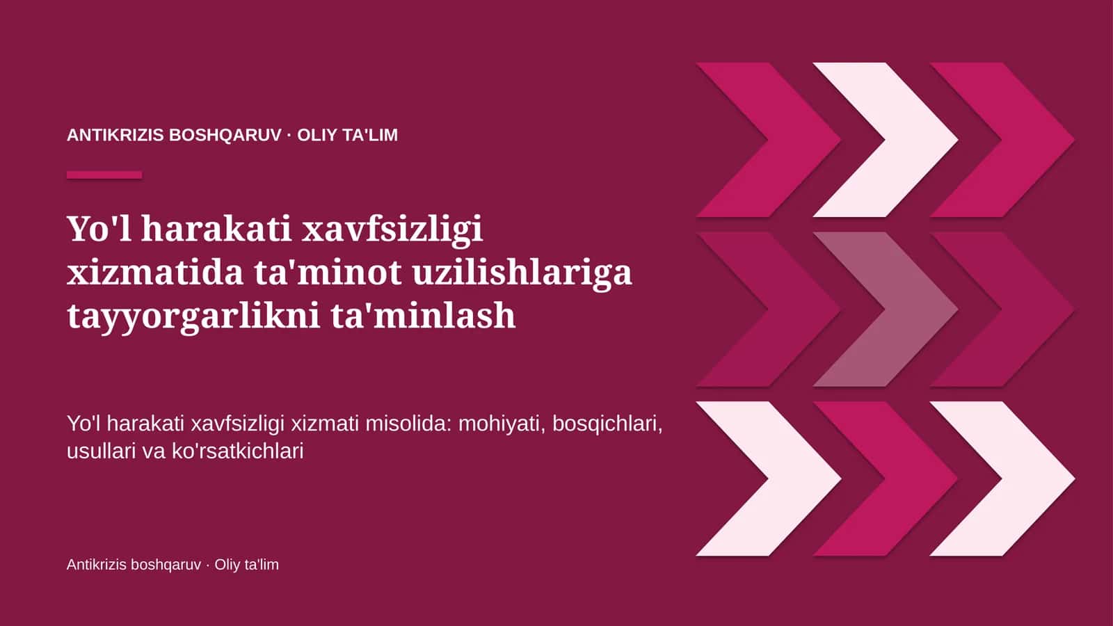 Yo'l harakati xavfsizligi xizmatida ta'minot uzilishlariga tayyorgarlikni ta'minlash 1