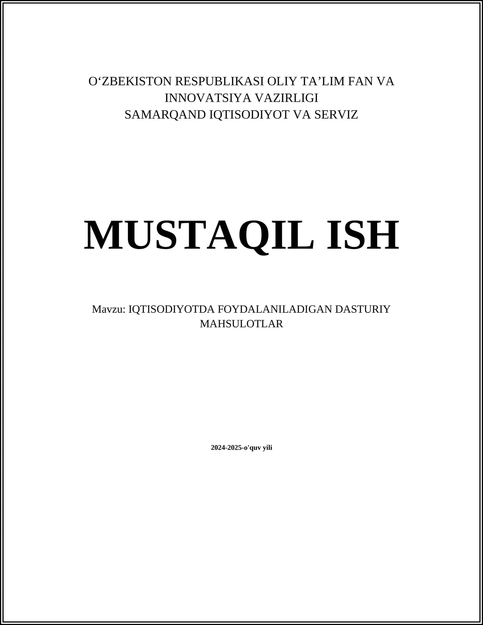 Moliya-vahol shtati dasturlari 1