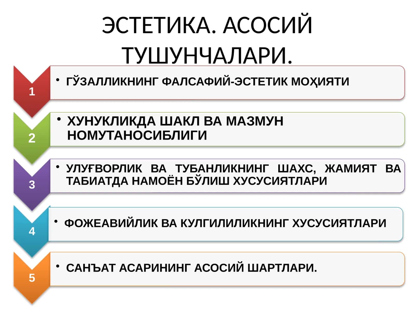 ЭСТЕТИКА. АСОСИЙ ТУШУНЧАЛАРИ 1