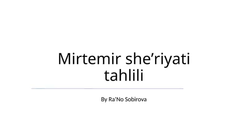 Mirtemir she'riyati tahlili 1