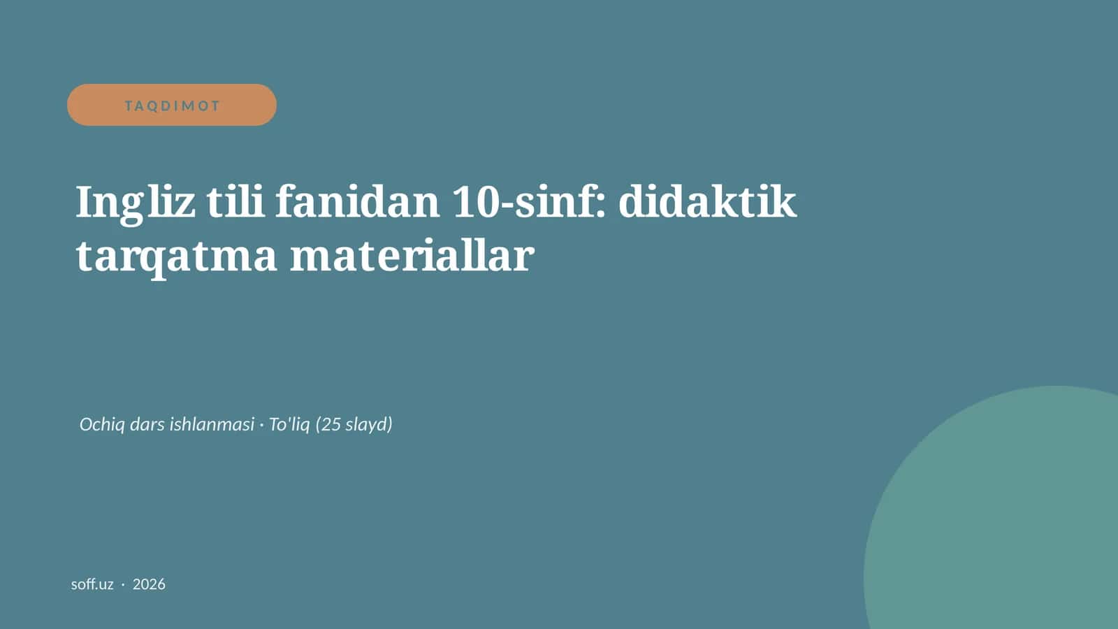 Ingliz tili fanidan 10-sinf: didaktik tarqatma materiallar 1