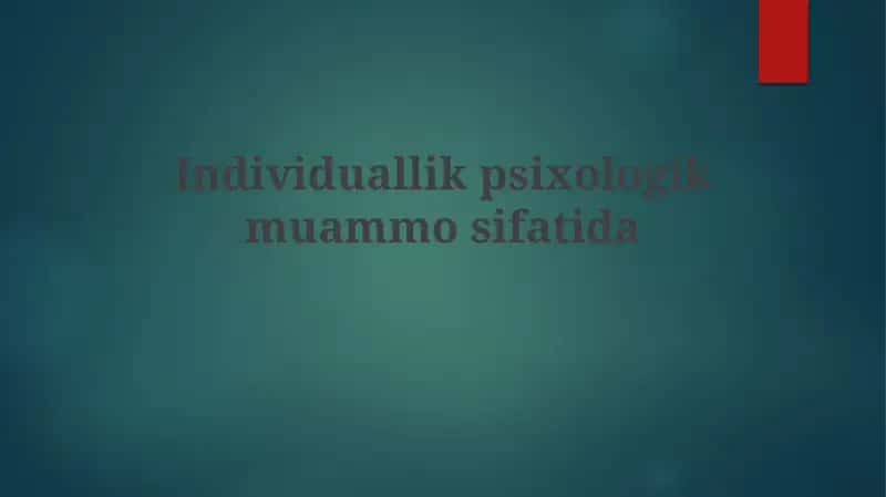 Shaxsiy farqlarni o'lchash 1