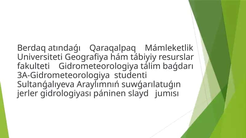 Gidrometeorologiya tálim baǵdarı 3A-Gidrometeorologiya studentiSultanǵalıyeva Aray 1