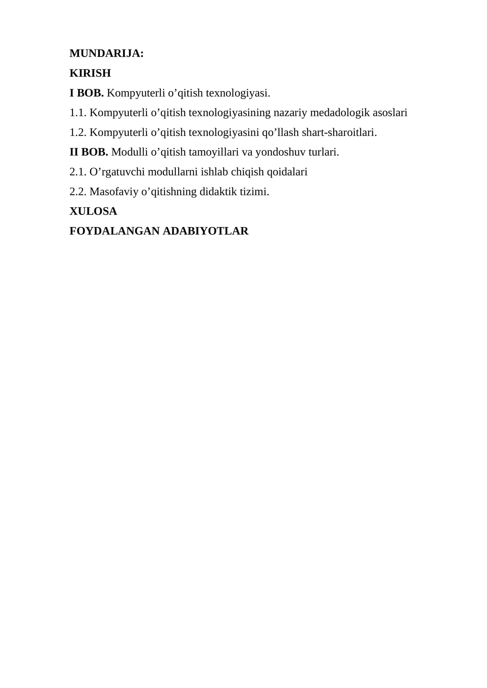 Kompyuterli o’qitish texnologiyasi 1