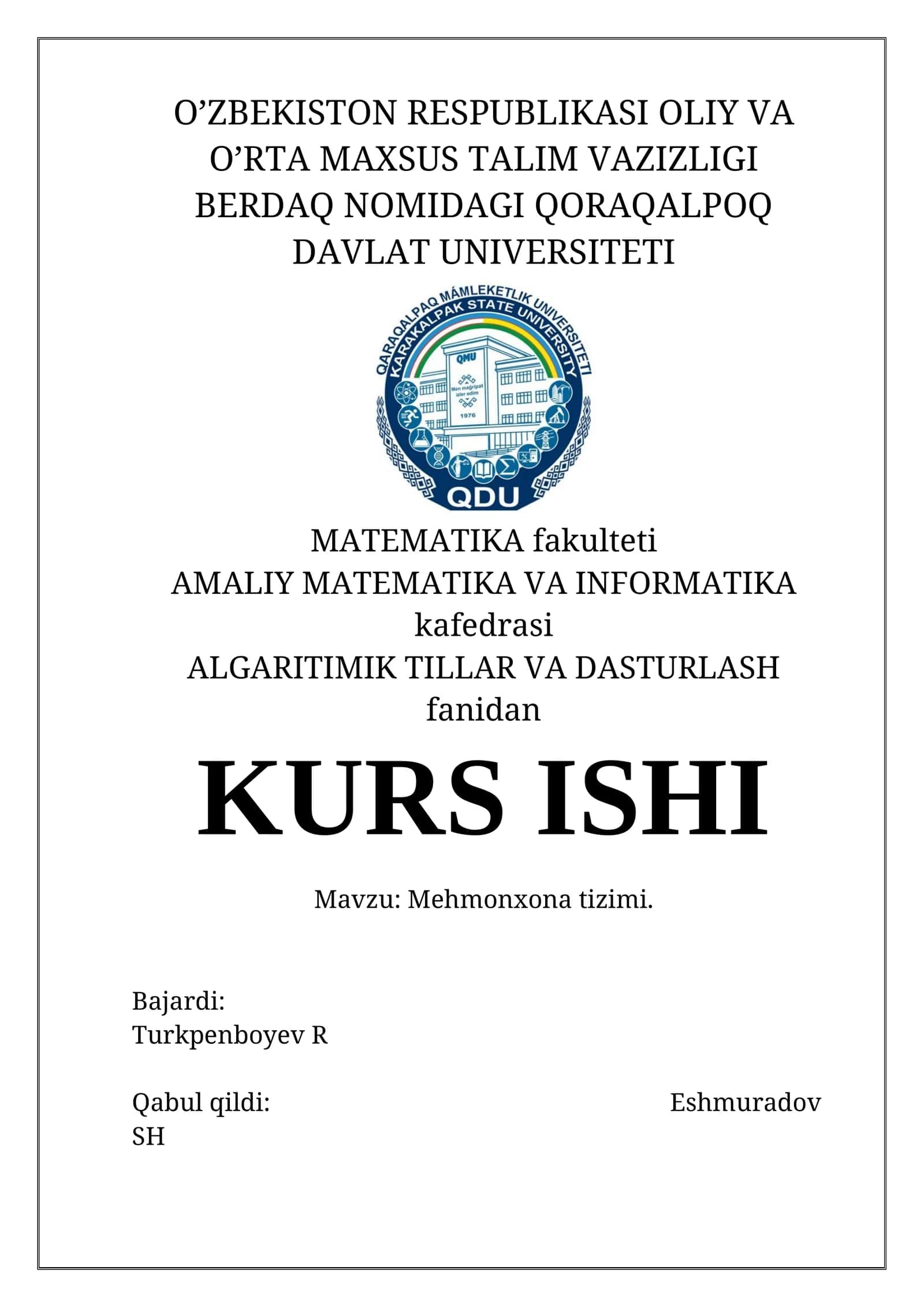 Mehmonxona tizimi 1