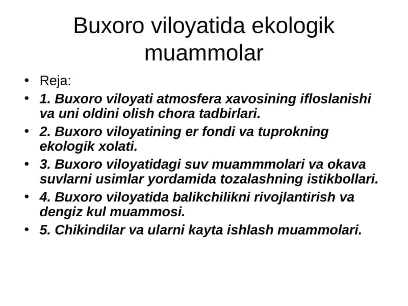 Buxoro viloyatida ekologik muammolar 1