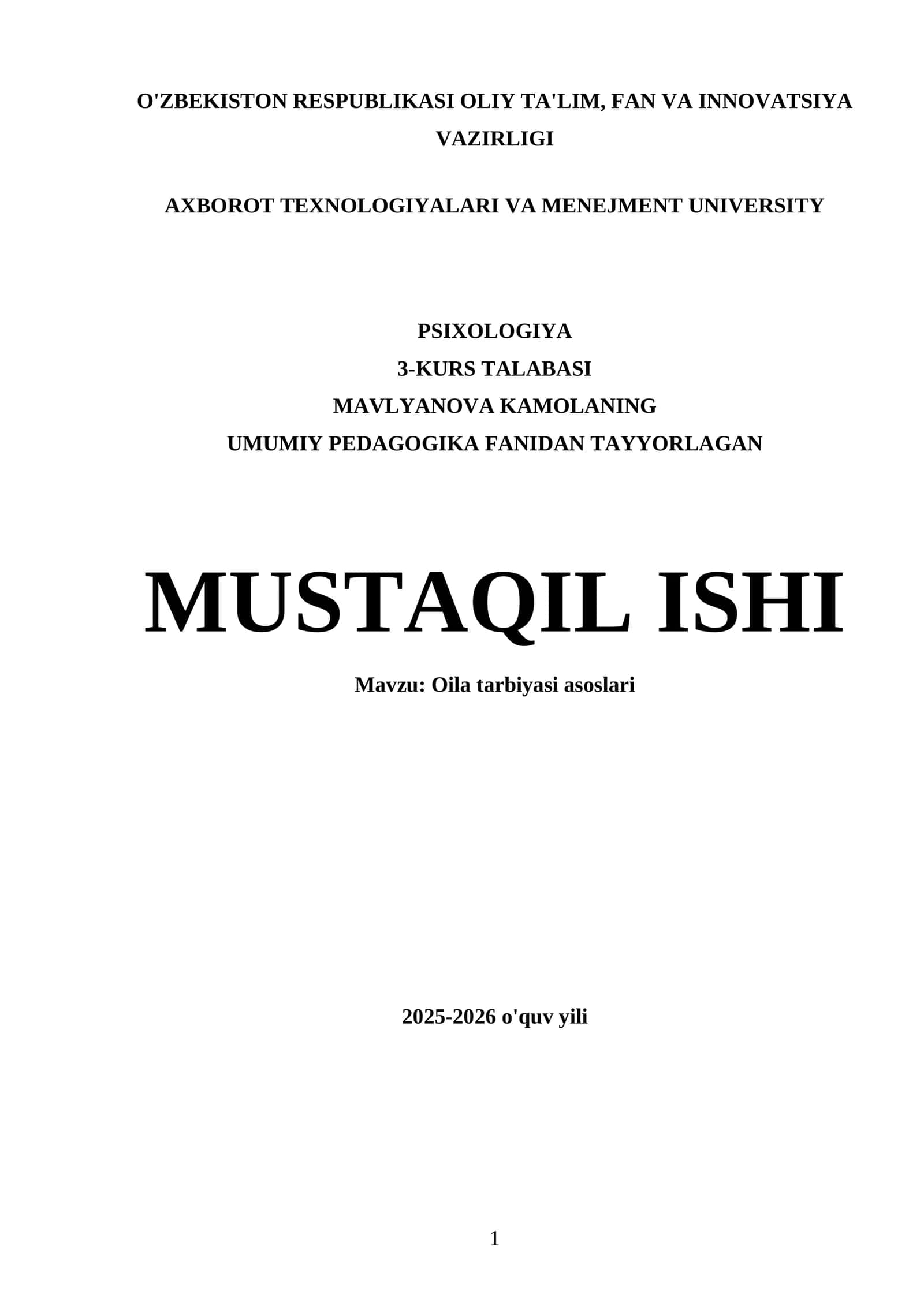 Oila tarbiyasi asoslari 1