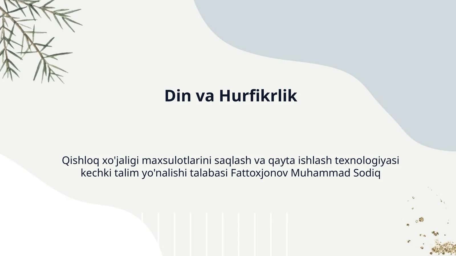 Din va Hurfikrlik 1