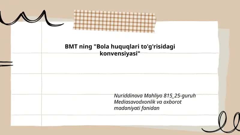 BMT ning "Bola huquqlari to'g'risidagi konvensiyasi" 1