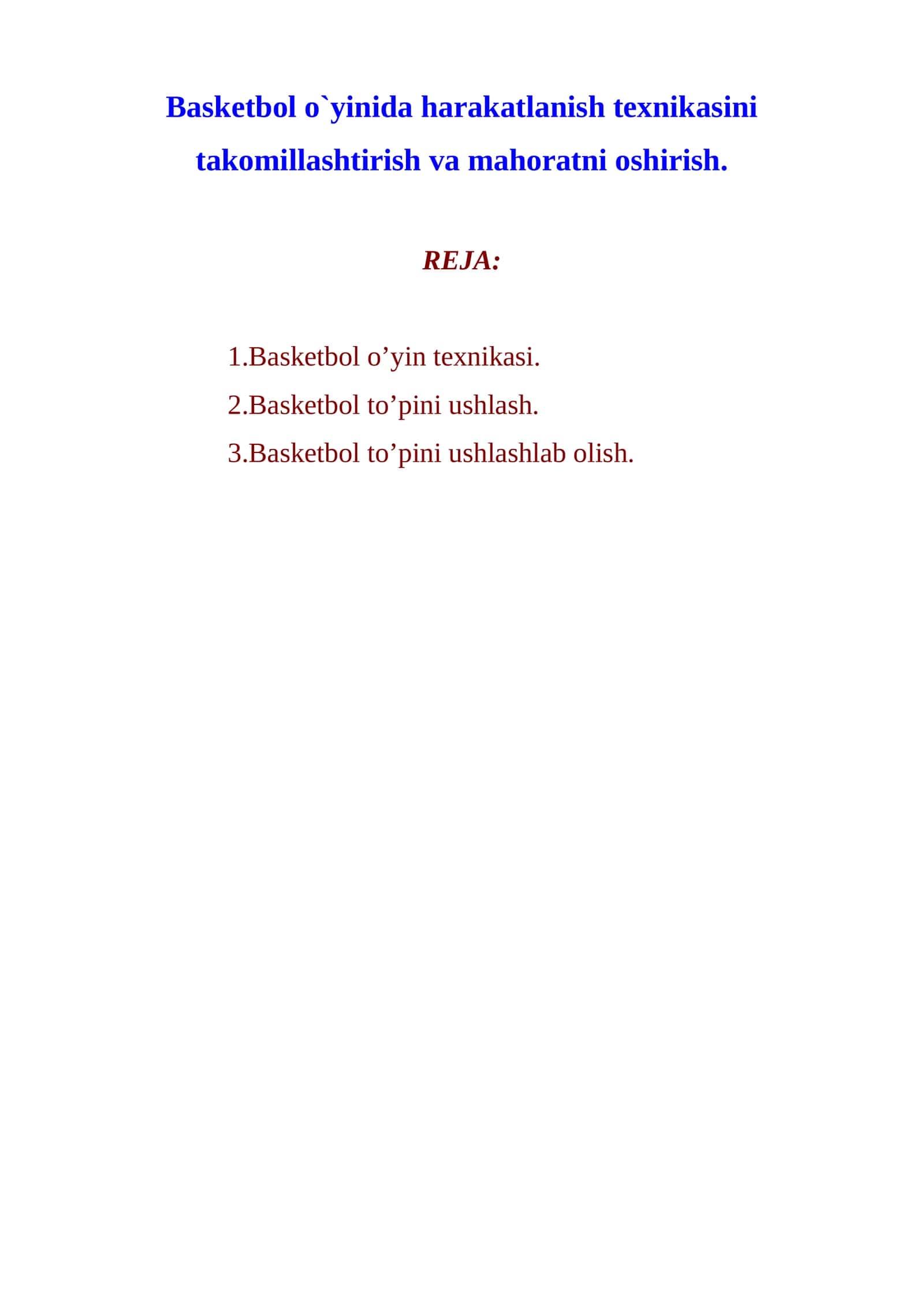 Basketbol o’yin texnikasi 1