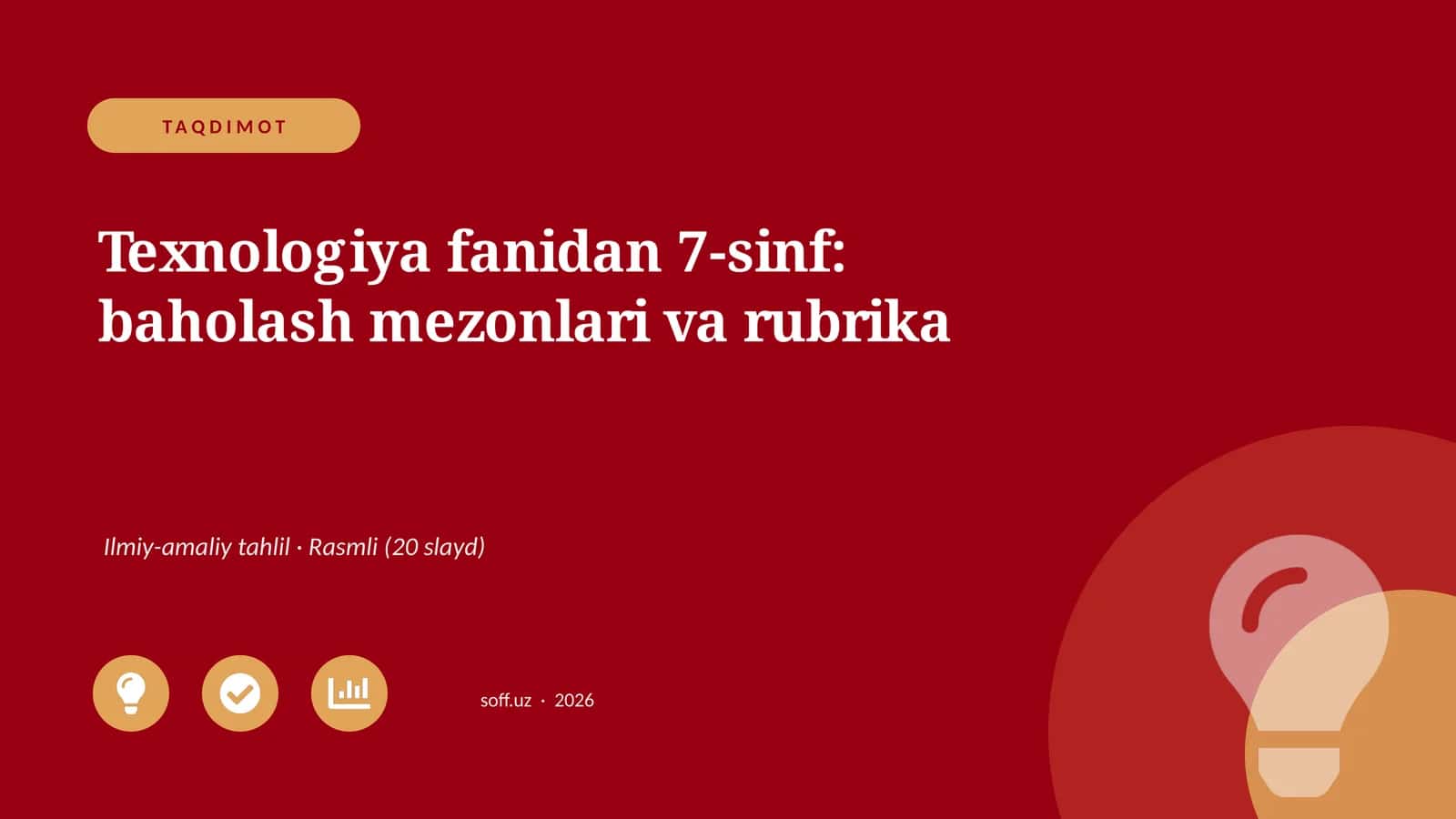 Texnologiya fanidan 7-sinf: baholash mezonlari va rubrika 1