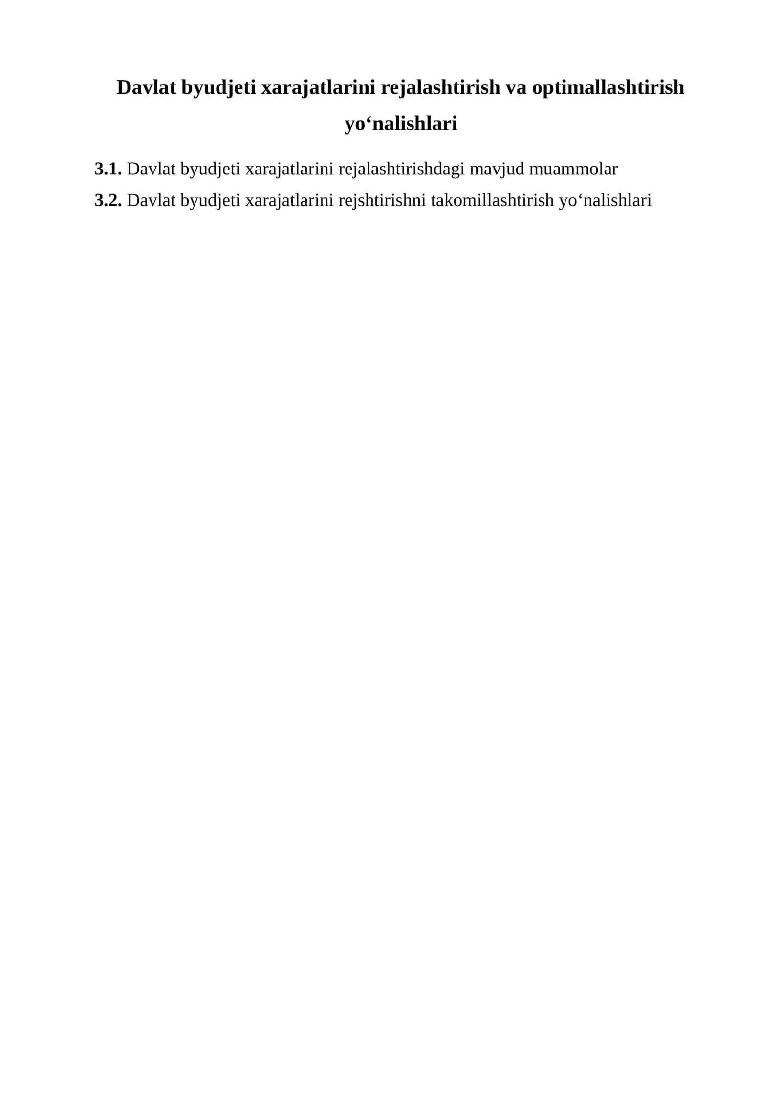 Davlat byudjeti xarajatlarini rejalashtirish va optimallashtirish yo‘nalishlari 1