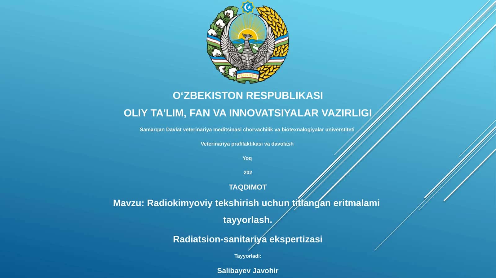 Radiokimyoviy tekshirish uchun titlangan eritmalami tayyorlash 1