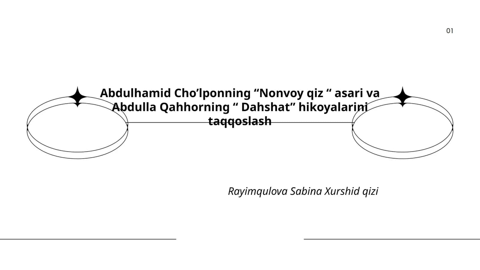 Abdulhamid Cho’lponning “Nonvoy qiz “ asari va Abdulla Qahhorning “ Dahshat” hikoyalarini taqqoslash 1