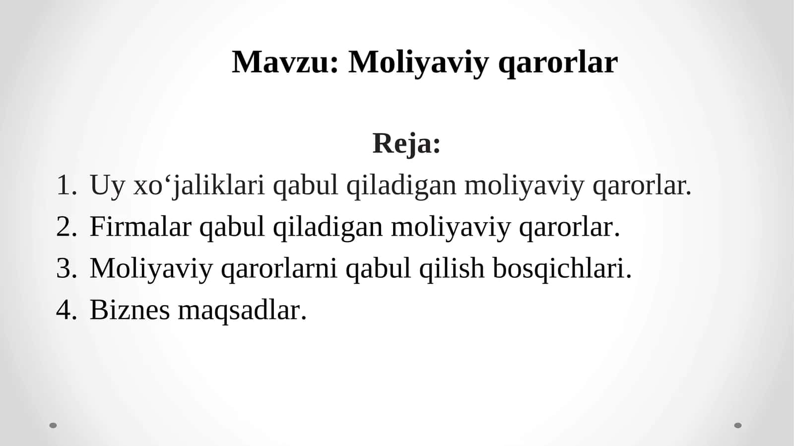 Moliyaviy qarorlar 1