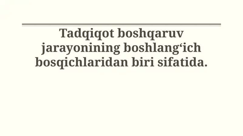 Tadqiqot boshqaruv jarayoni 1