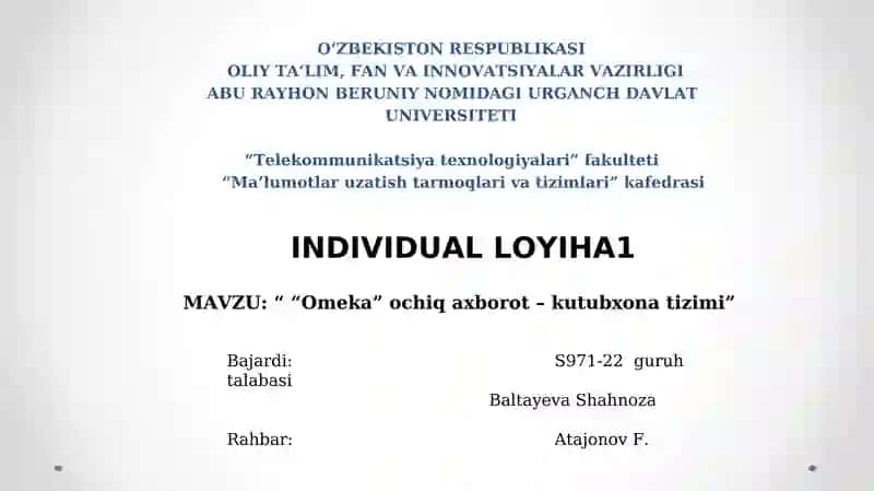 Omeka ochiqa xizmati - kutubxona tizimi