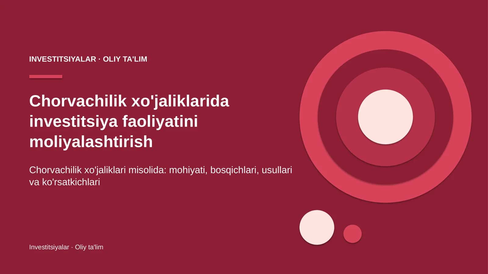 Investitsiyalar · Oliy ta'lim 1