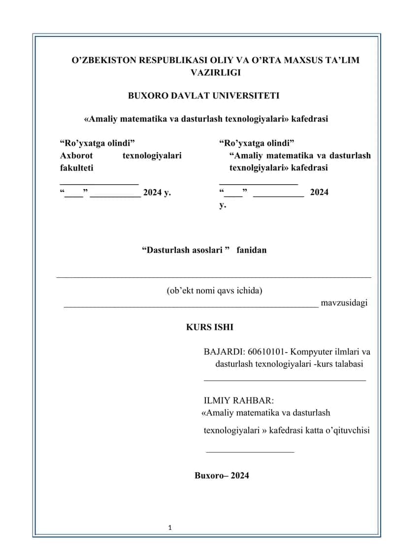 Dasturlash tillarining qiyosiy tahlilini keltirish 1