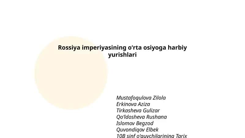 Rossiya imperiyasining oʻrta osiyoga harbiy yurishlari 1