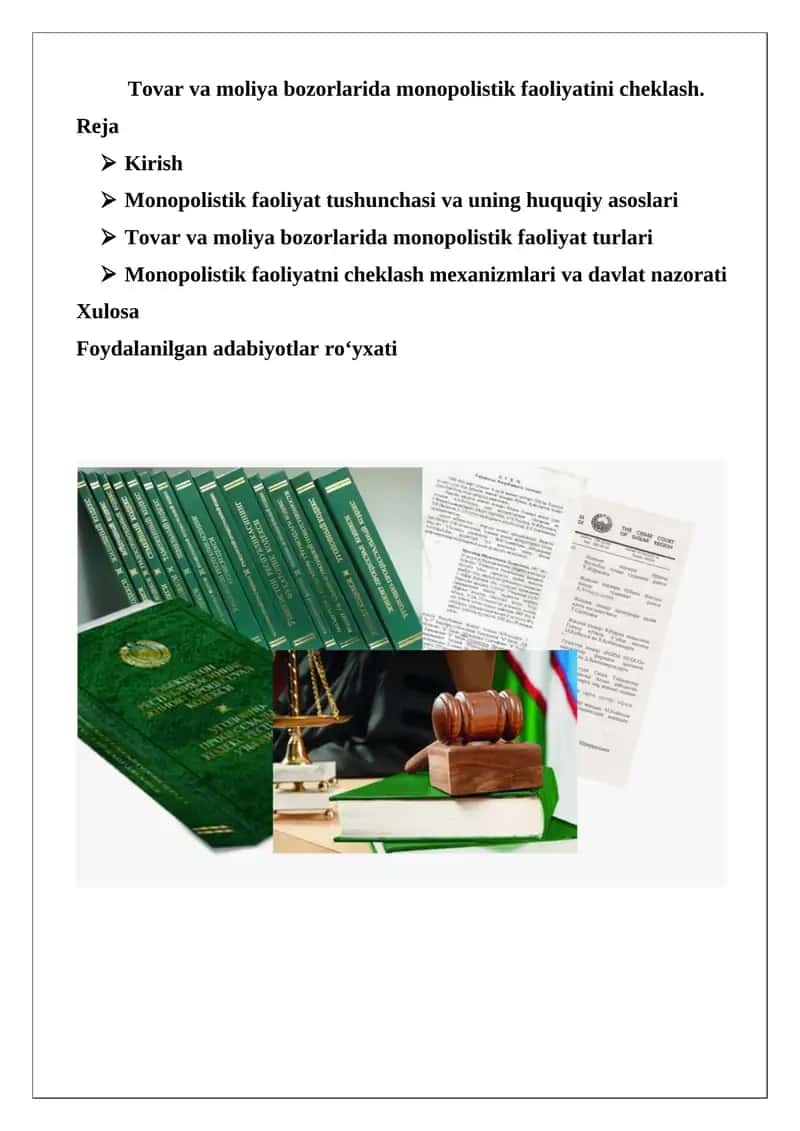 Monopolistik faoliyatni cheklash 1