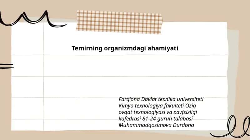 Temirning organizmdagi ahamiyati 1