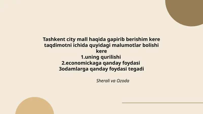 Tashkent city mall haqida taqdimot 1