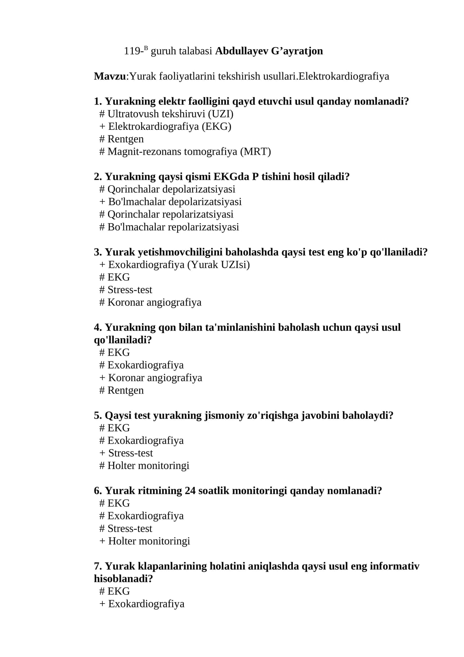 Yurakda EKG va Ultratovush tekshiruvi 1