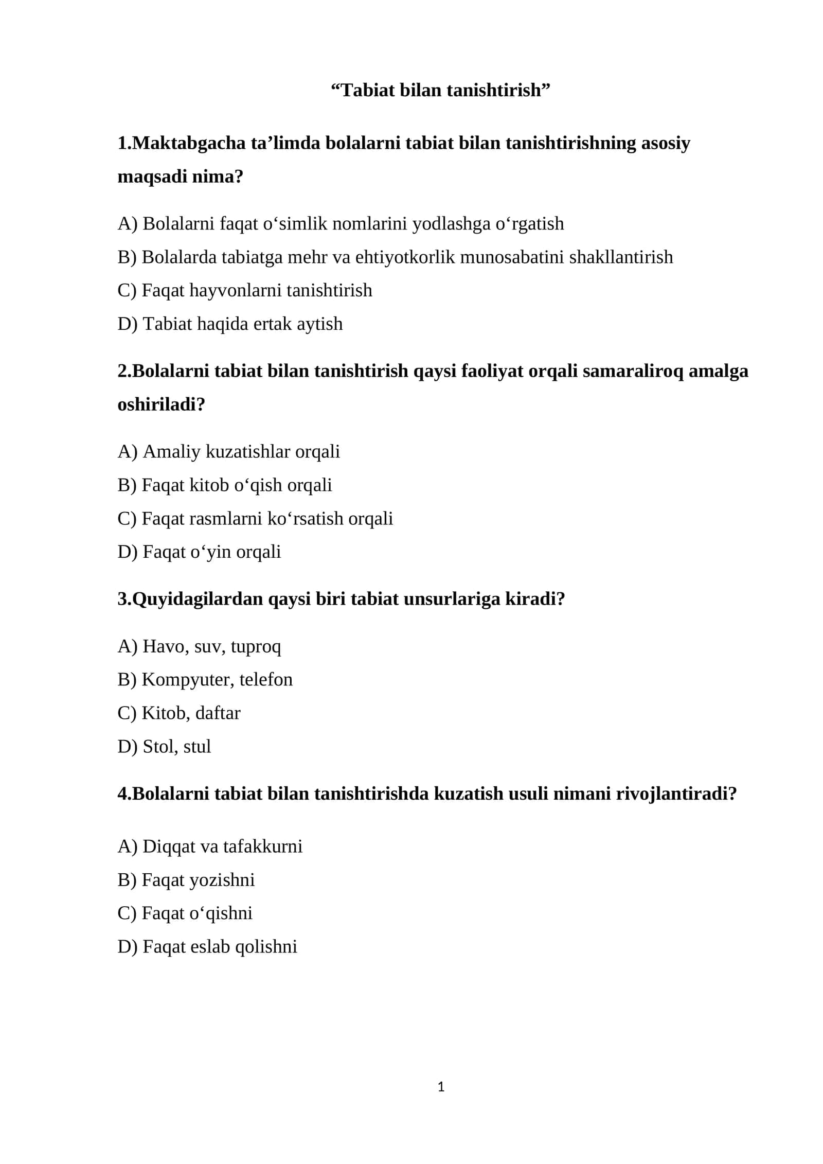 Tabiat bilan tanishtirish 1