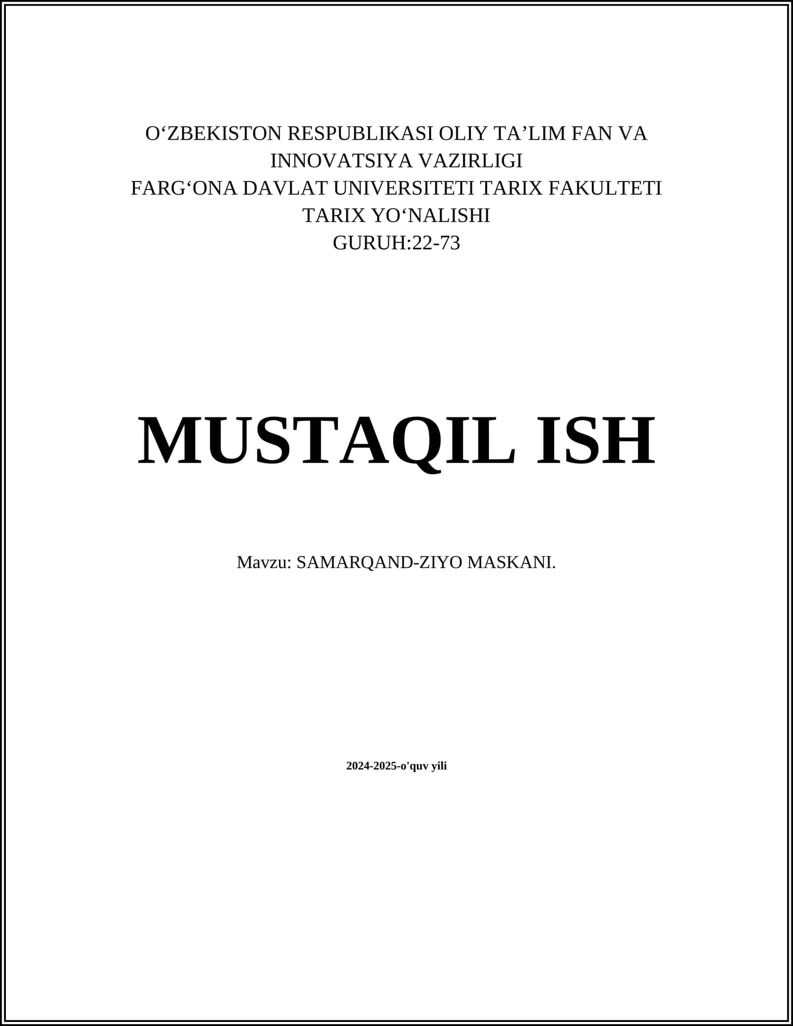 SAMARQAND-ZIYO MASKANI 1