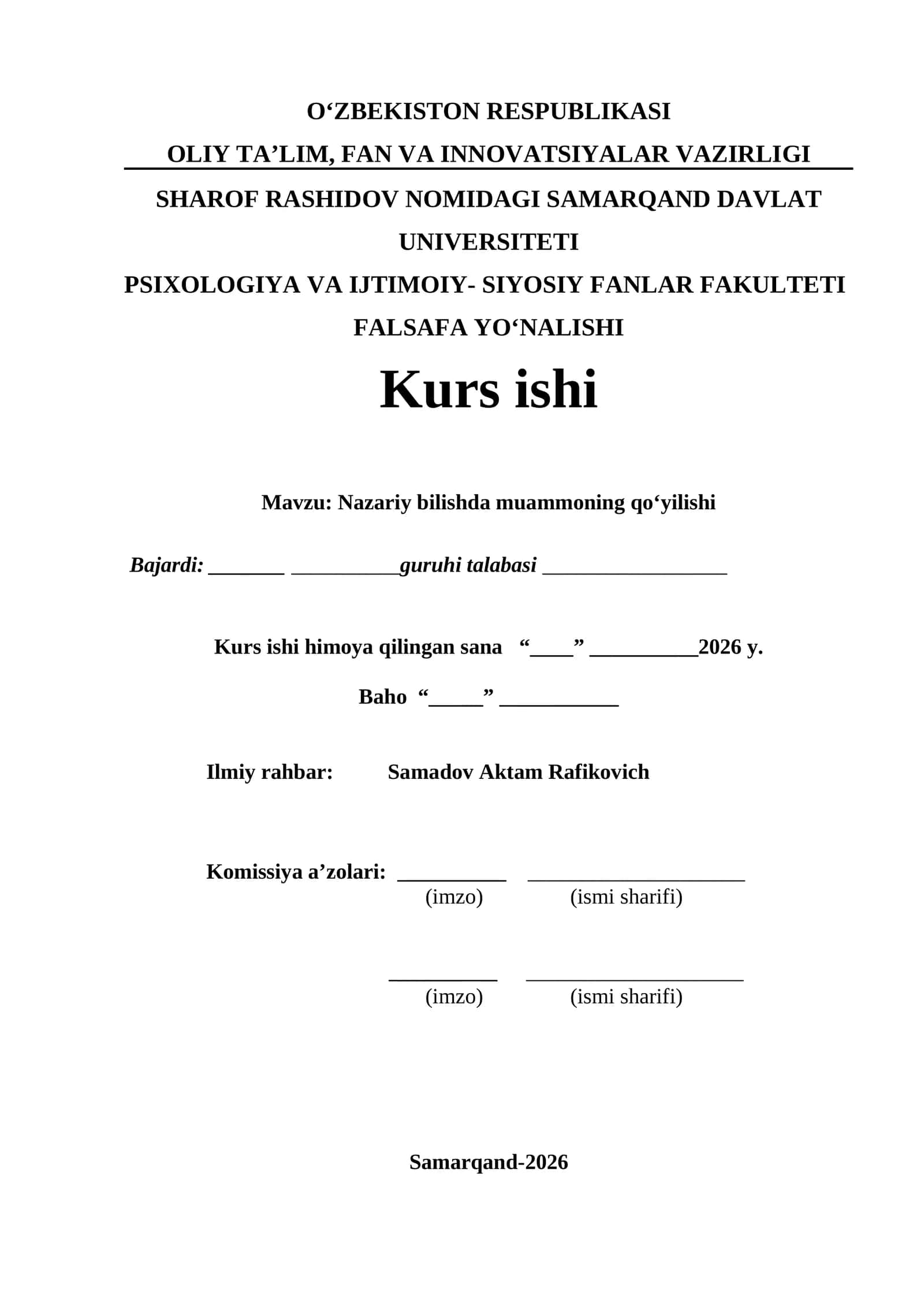 Nazariy bilishda muammoning qo‘yilishi 1