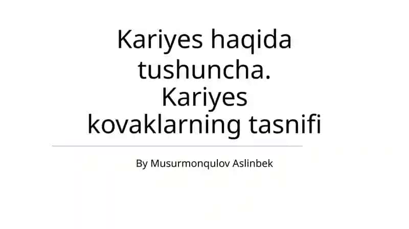 Karies kovaklarning tasnifi 1