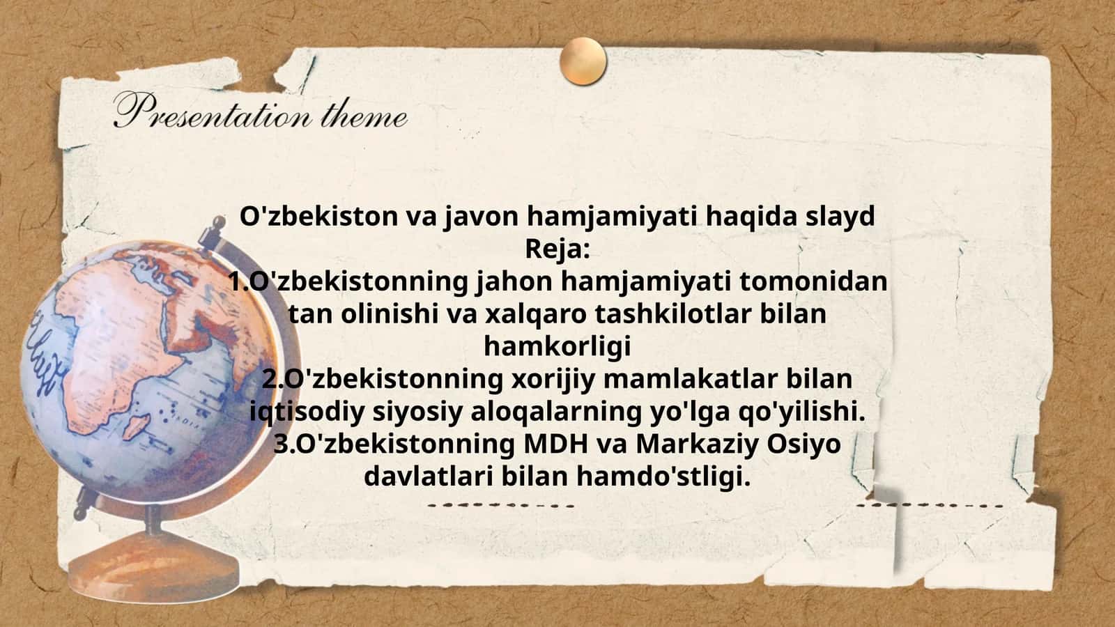 O'zbek va Jahon Hamjamiyati 1