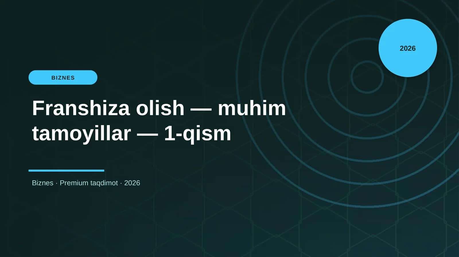 Franshiza olish — muhim tamoyillar — 1-qism 1