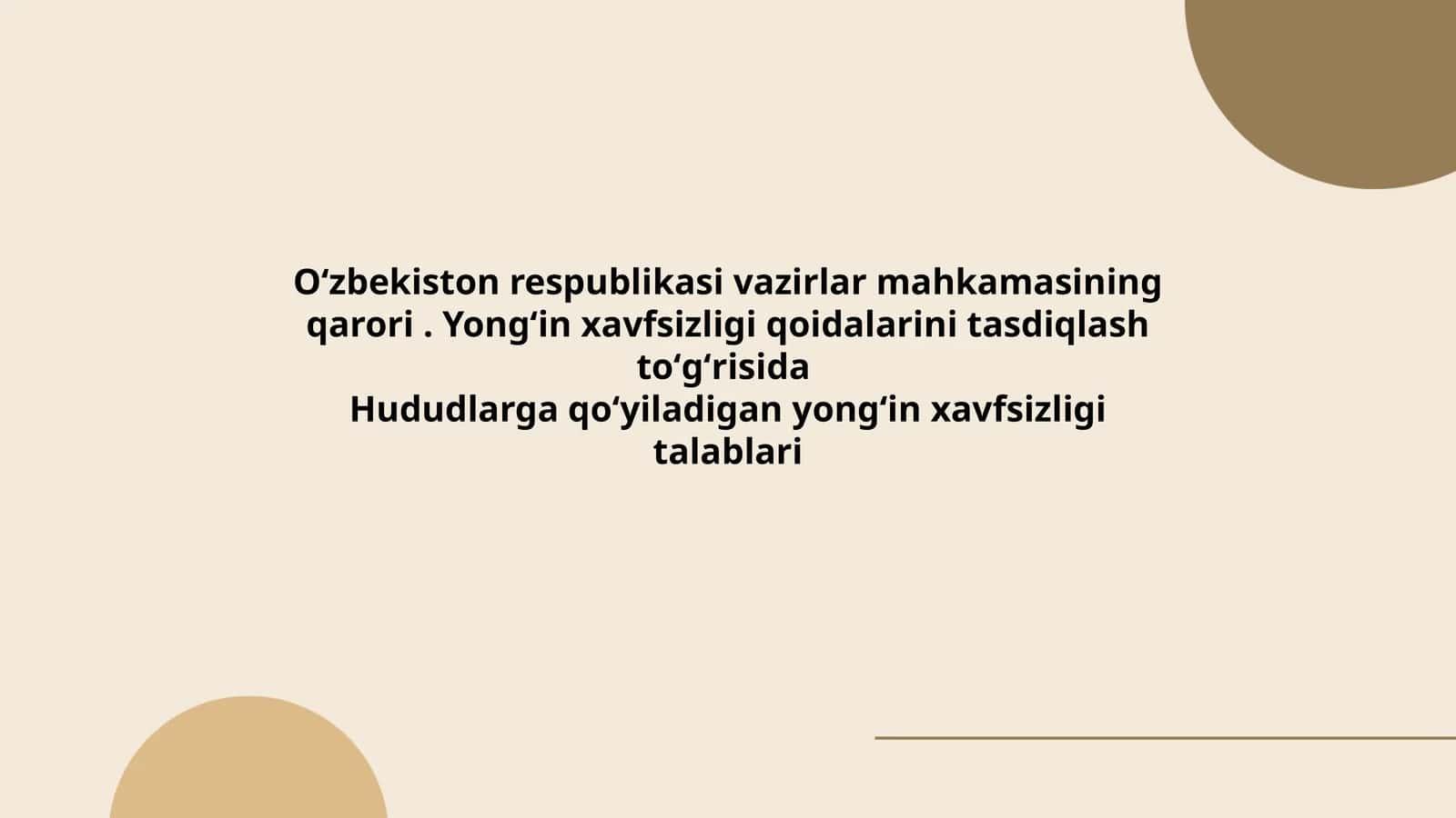 Oʻzbekiston respublikasi vazirlar mahkamasining qarori. Yongʻin xavfsizligi qoidalarini tasdiqlash toʻgʻrisida 1