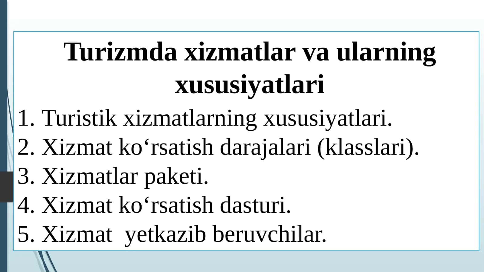 Turistik xizmatlar 1