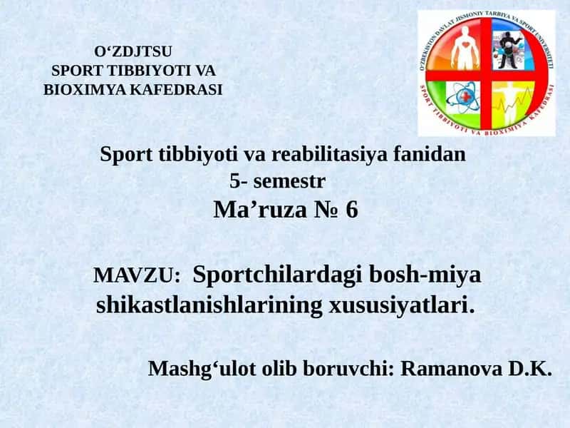 Sportchilardagi bosh-miyashikastlanishlarining xususiyatlari 1