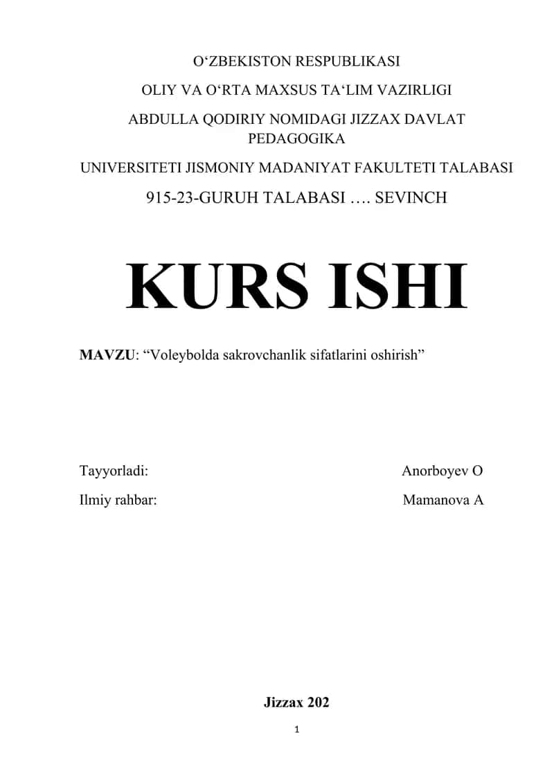 Voleybolda sakrovchanlik sifatlarini oshirish 1