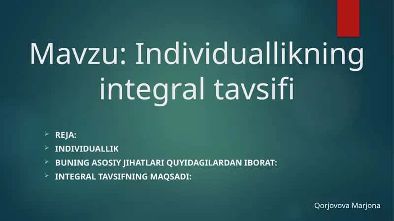 Individuallikning Integral Tavsifi 1