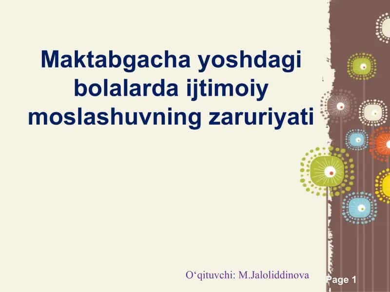 Maktabgacha yoshdagi bolalarda ijtimoiy moslashuvning zaruriyati 1