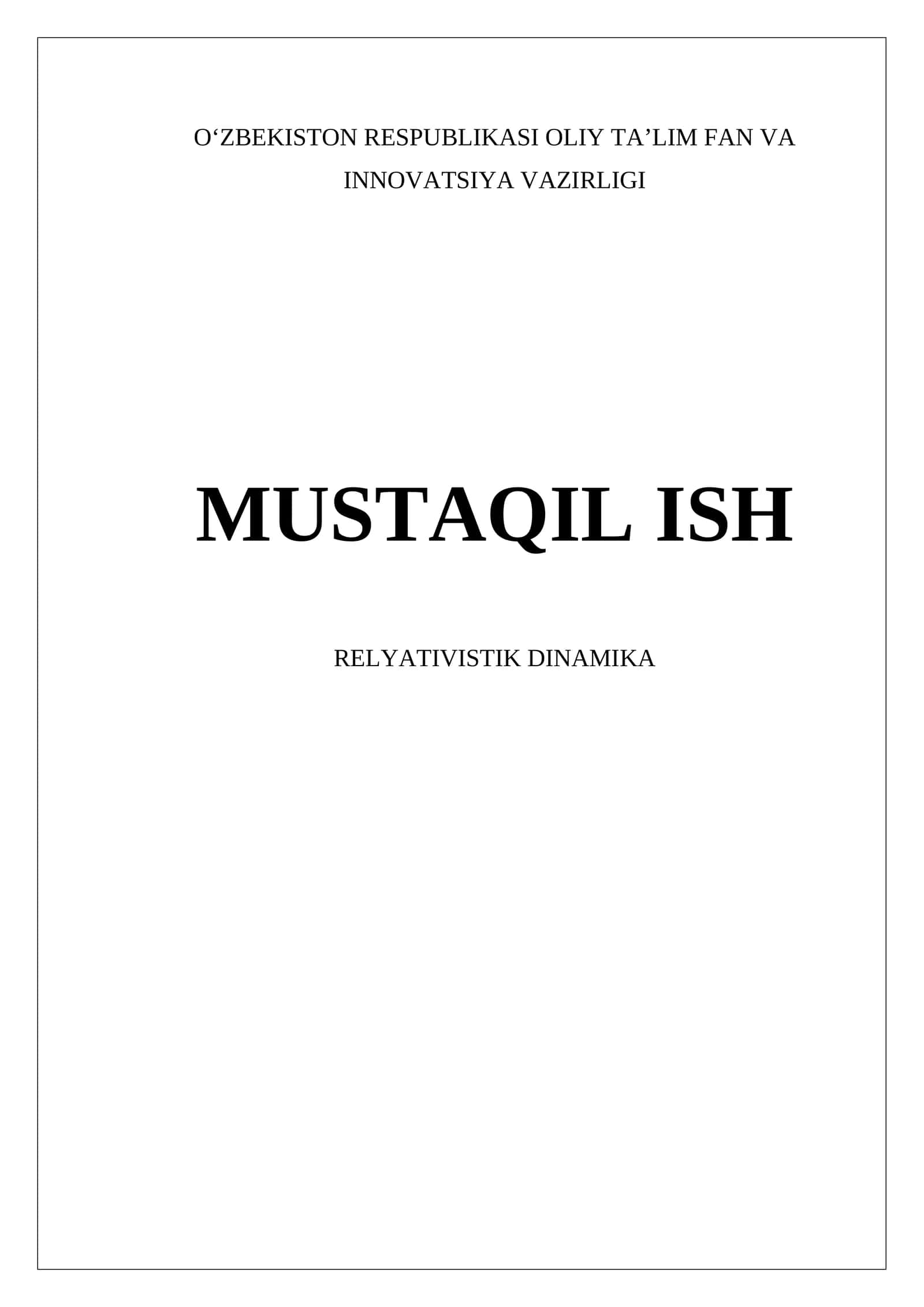 Relyativistik dinamika 1