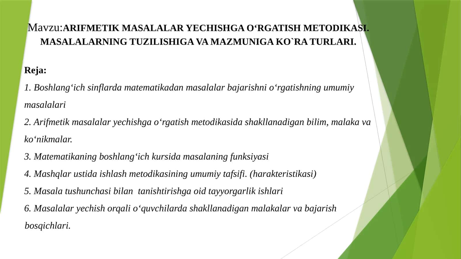 ARIFMЕTIK MASALALAR YЕCHISHGA O‘RGATISH MЕTODIKASI 1